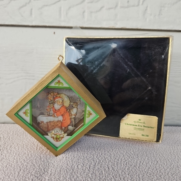 Hallmark Tree-Trimmer Christmas Eve Surprise Ornament Santa Rustic VTG 1979 MCM - Picture 2 of 12